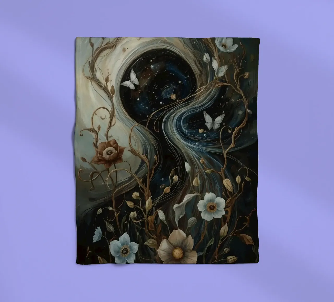 Vortice cosmico con Flora e Fauna coperta in pile da DesignDoodle