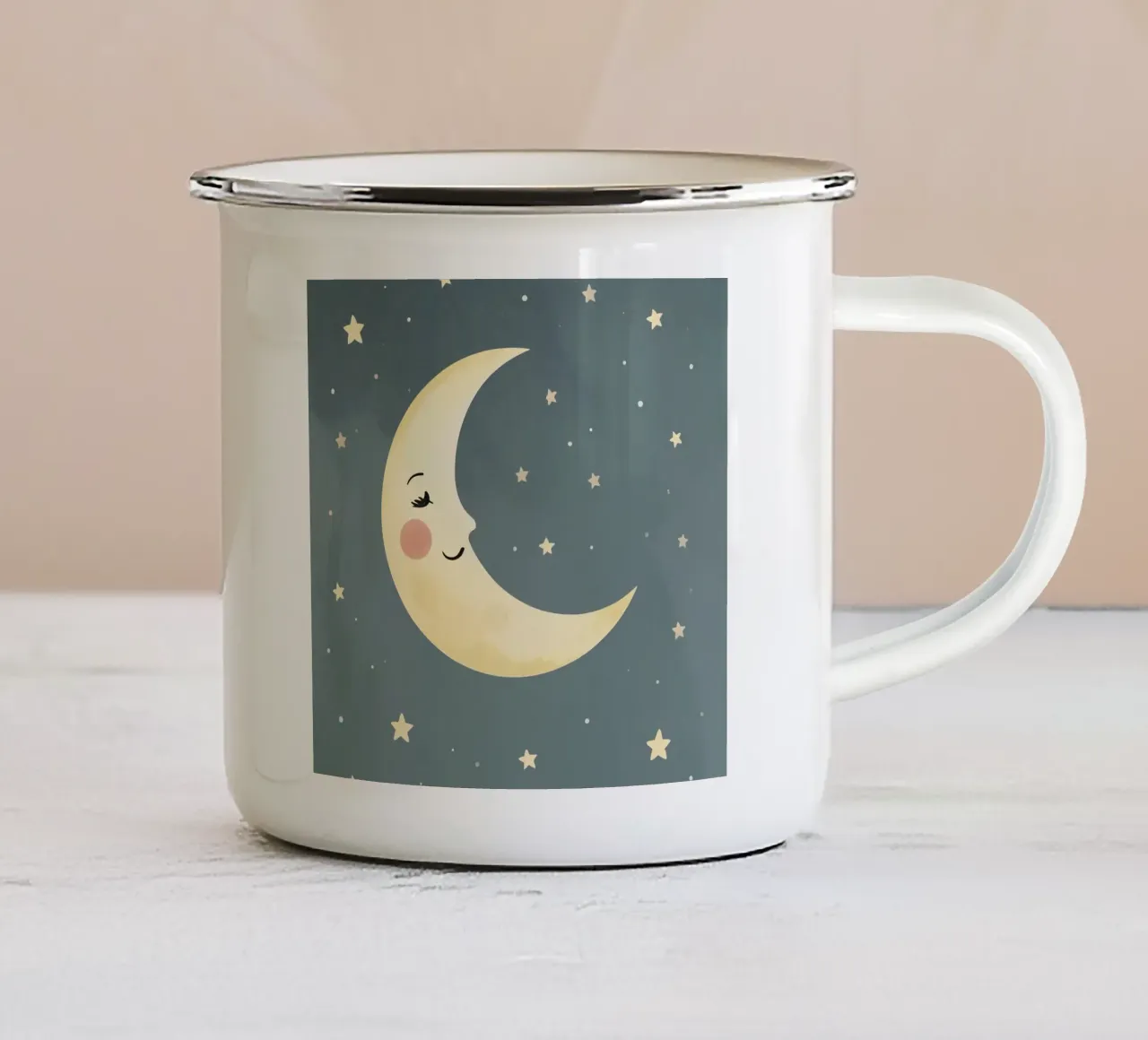 Mezzaluna e stelle addormentate tazza in smalto da DesignDoodle