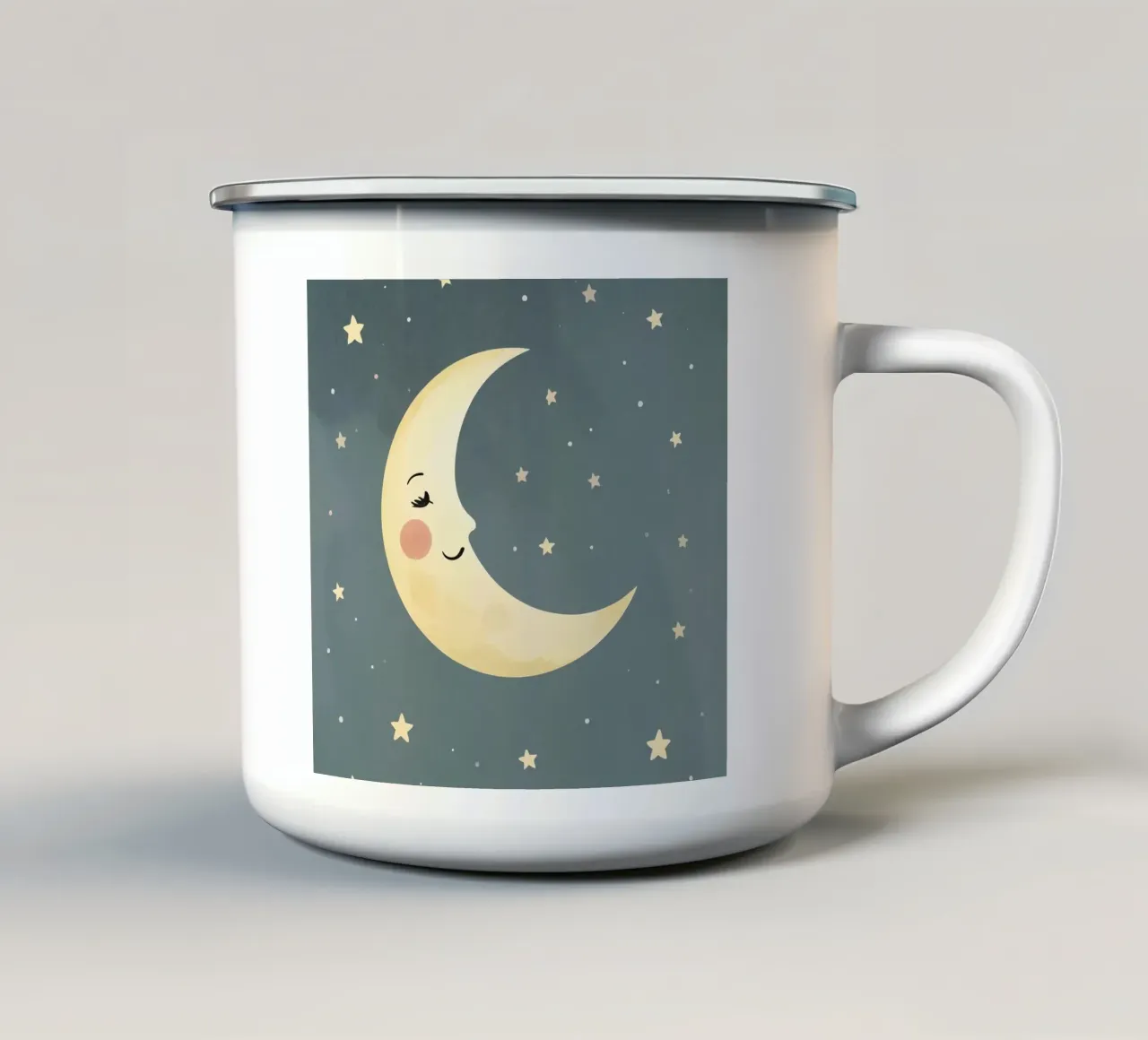 Mezzaluna e stelle addormentate tazza in smalto da DesignDoodle