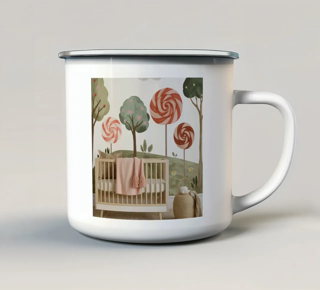 Presepe davanti a un murale stravagante tazza in smalto da DesignDoodle