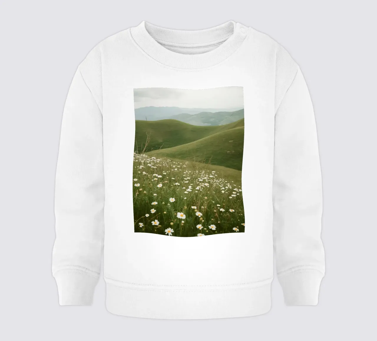 Campo di margherite con colline ondulate felpa neonato da DesignDoodle