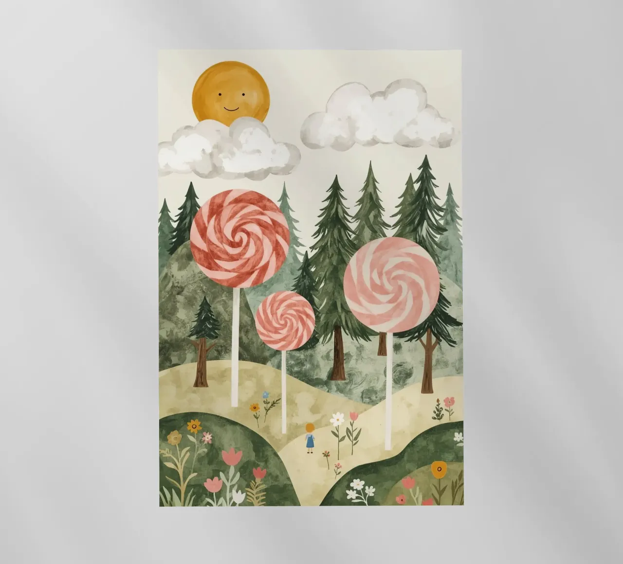 Paesaggio forestale con lecca-lecca e sole pellicola backlit da DesignDoodle