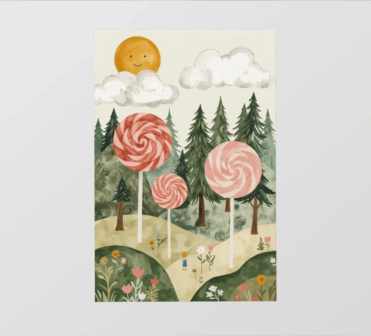 Paesaggio forestale con lecca-lecca e sole pellicola backlit da DesignDoodle