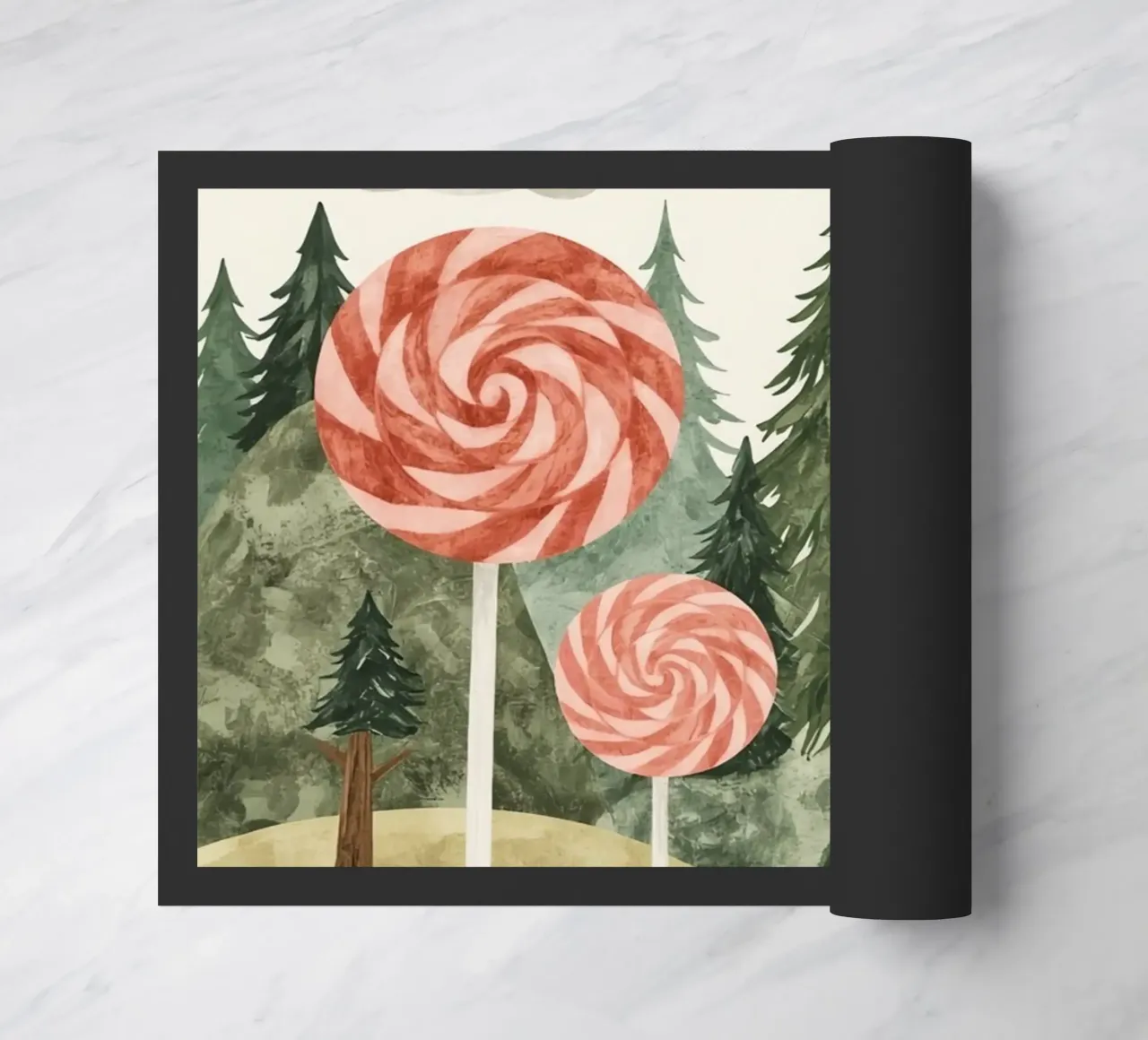 Paesaggio forestale con lecca-lecca e sole zerbino da DesignDoodle