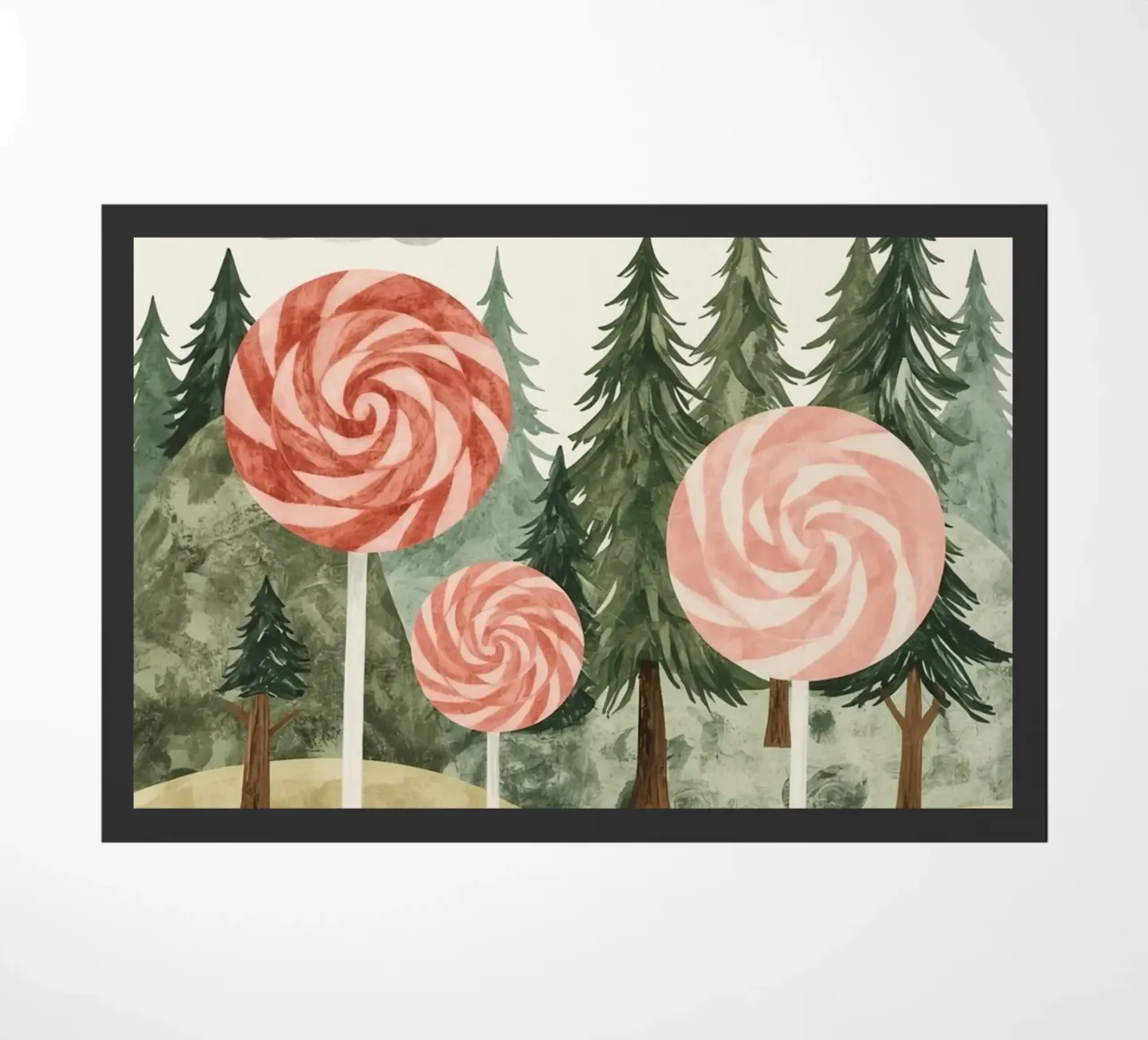 Paesaggio forestale con lecca-lecca e sole zerbino da DesignDoodle