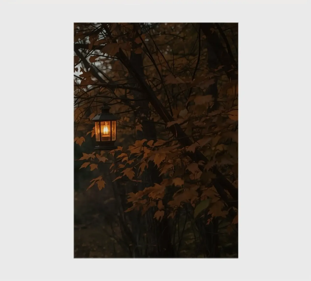 Forest Path with Autumn Foliage and Hanging Lanterns notebook by DesignDoodle