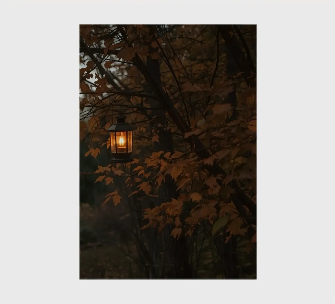 Forest Path with Autumn Foliage and Hanging Lanterns notebook by DesignDoodle