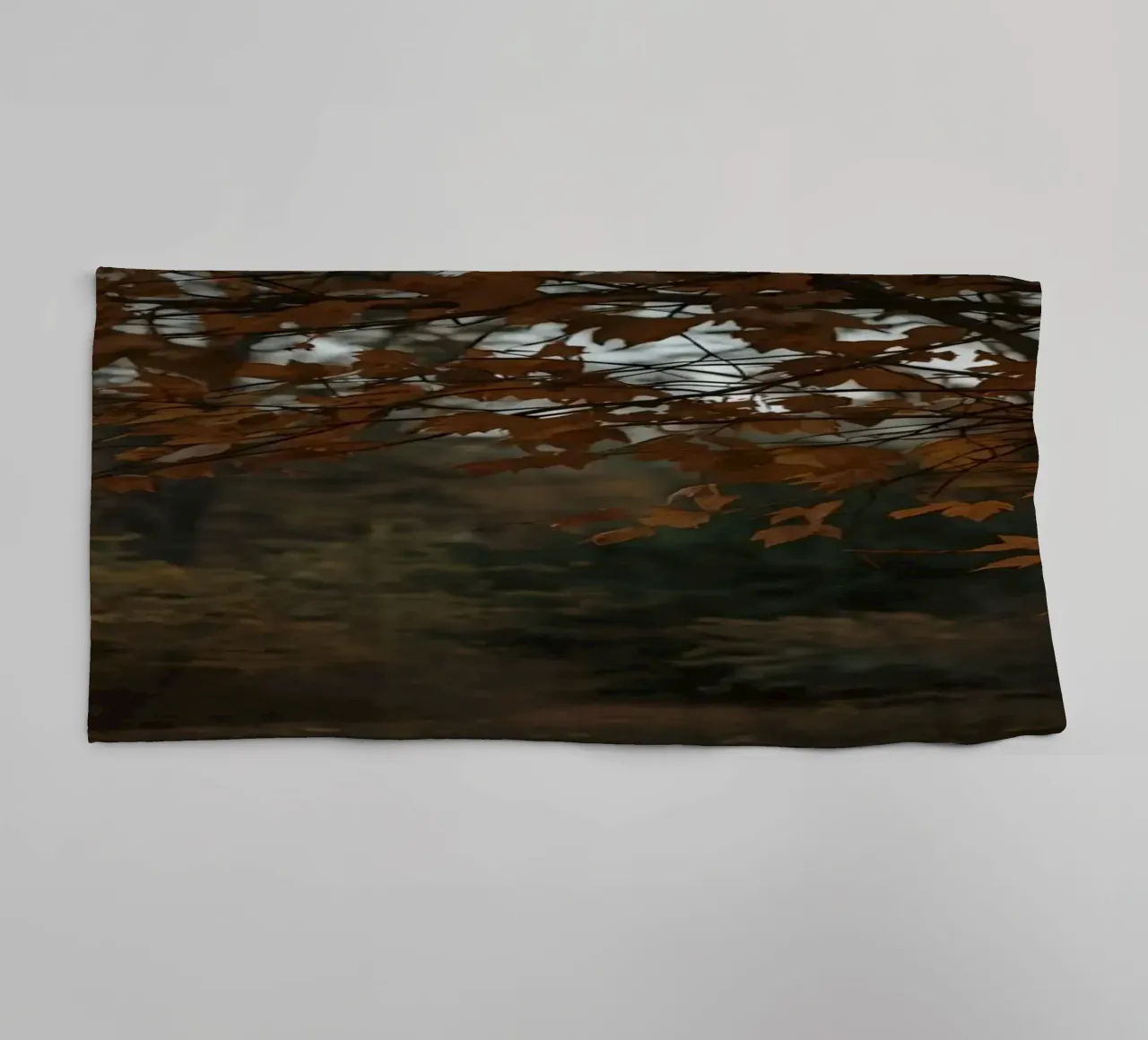 Forest Path with Autumn Foliage and Hanging Lanterns towel by DesignDoodle