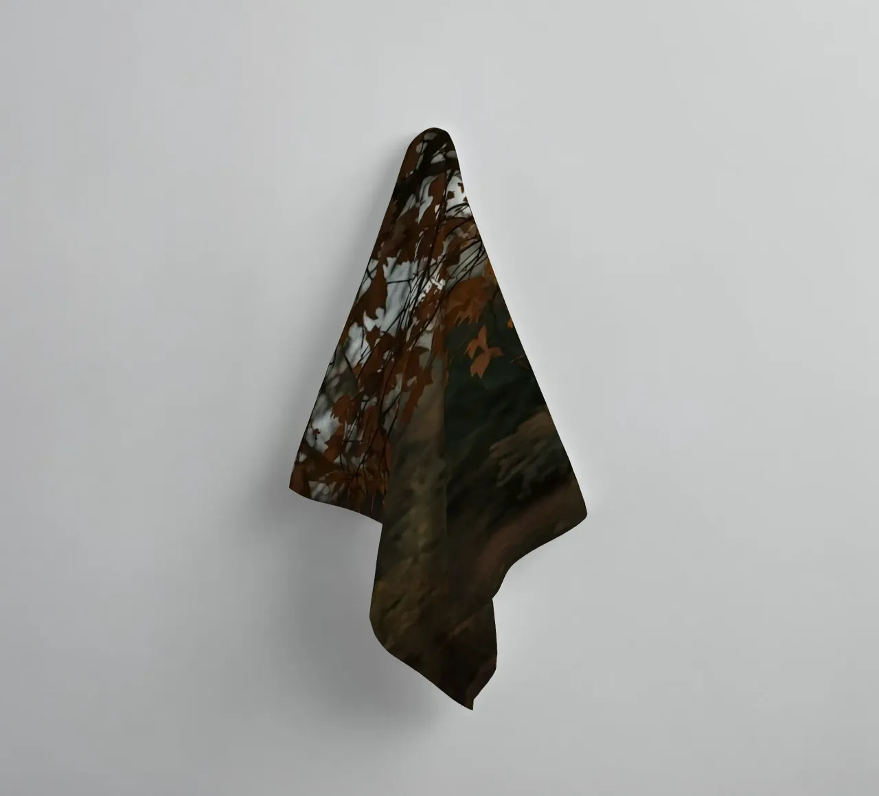 Forest Path with Autumn Foliage and Hanging Lanterns towel by DesignDoodle