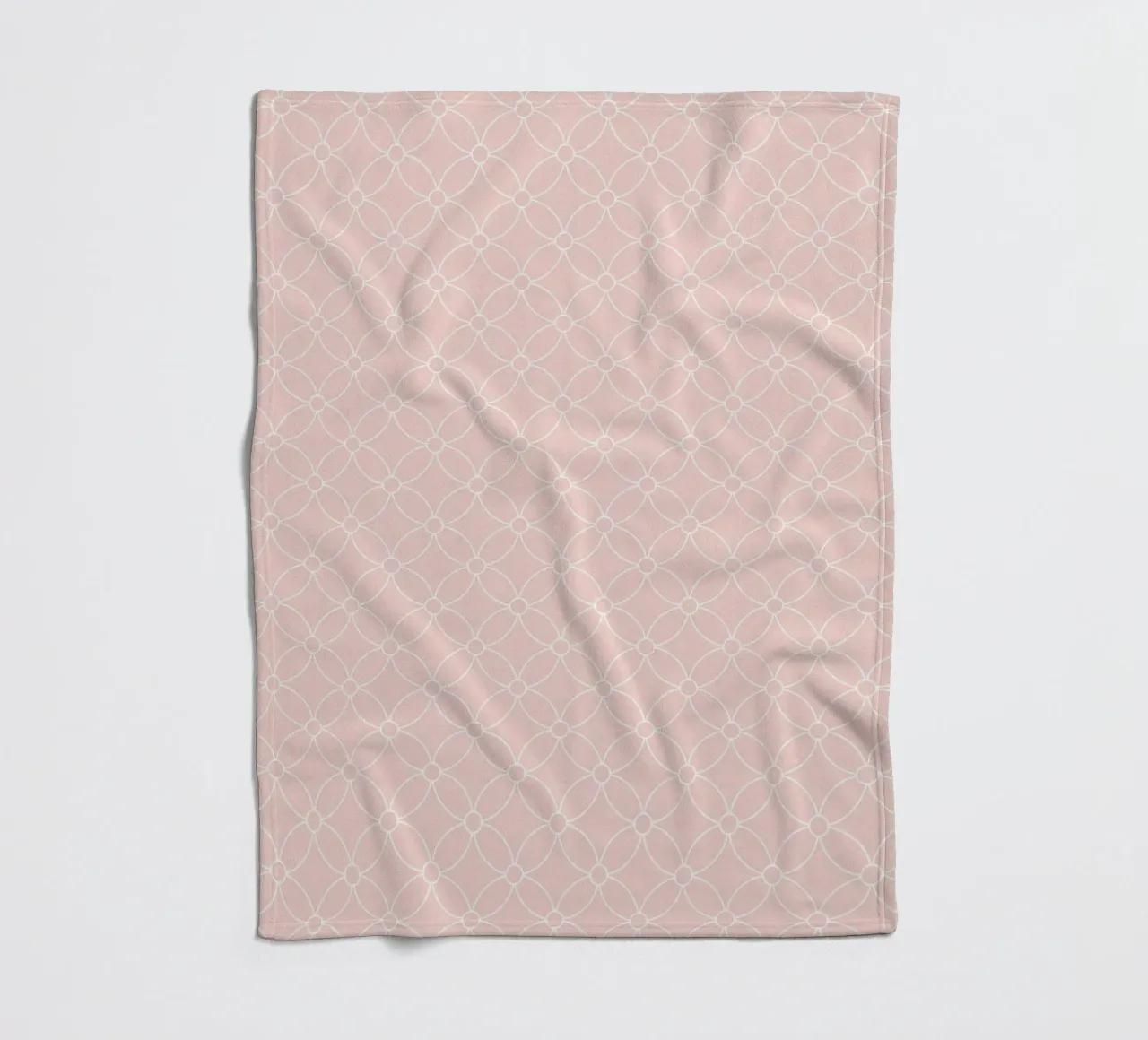 Geometric Simple Flowers Pattern | White on Dusty Blush fleece blanket by Beauty in Simplicity
