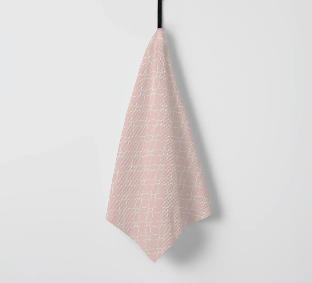 Motif géométrique de fleurs simples | Blanc sur Blush poussiéreux torchon de Beauty in Simplicity