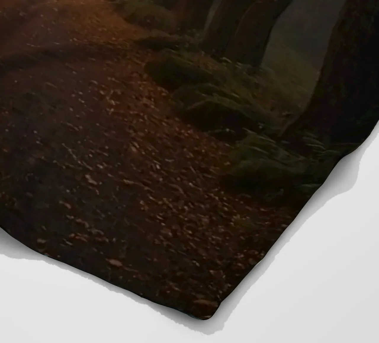 Dark Forest Path with Lanterns in Mist fleece blanket by DesignDoodle
