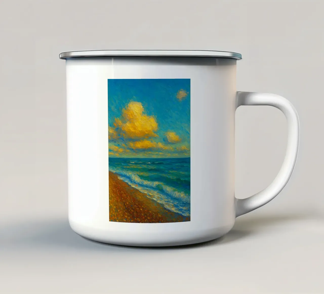 pittura naturalistica sulla spiaggia tazza in smalto da giantshop