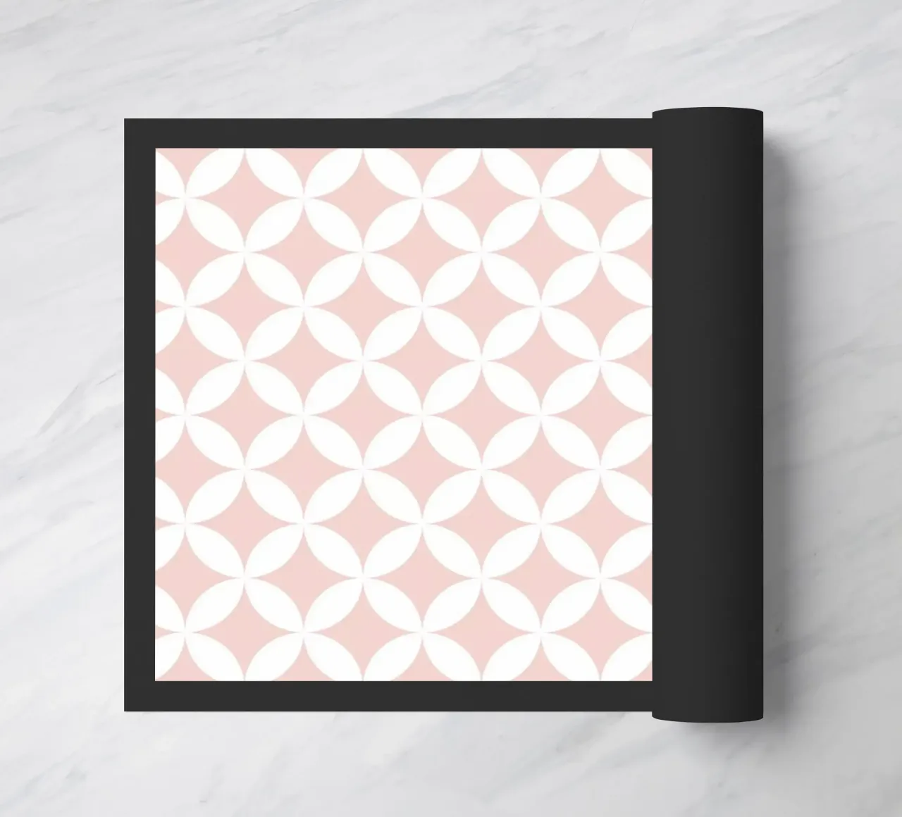 Minimal Geometric Flower Pattern 2 | White on Dusty Blush felpudo de Beauty in Simplicity