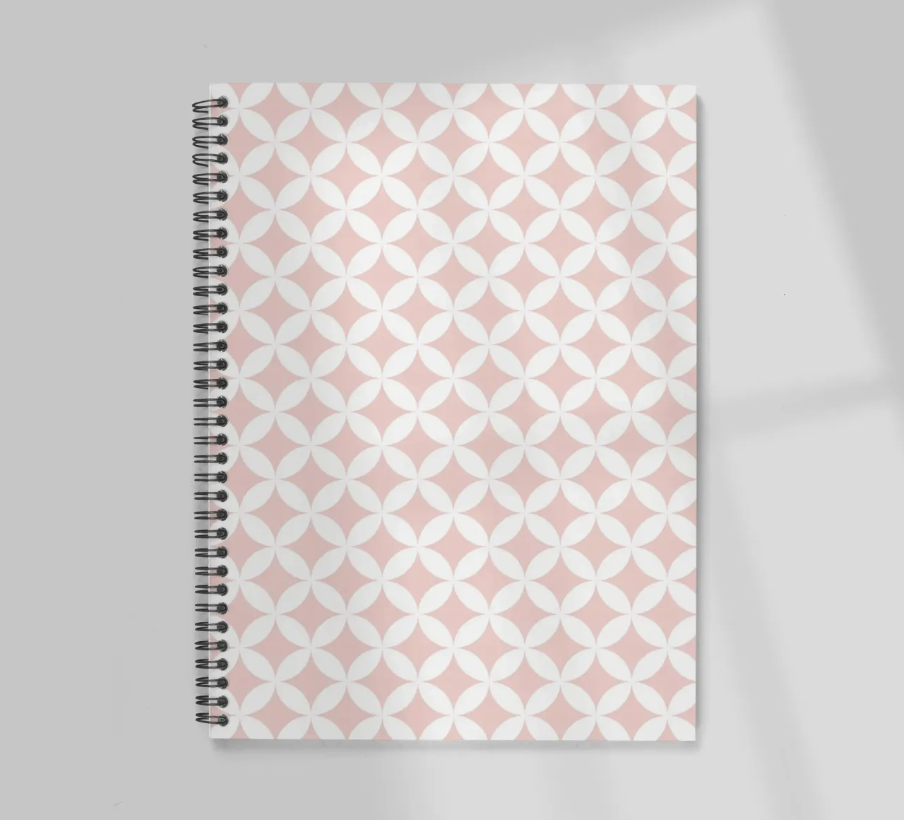 Minimal Geometric Flower Pattern 2 | White on Dusty Blush spiral notebook by Beauty in Simplicity