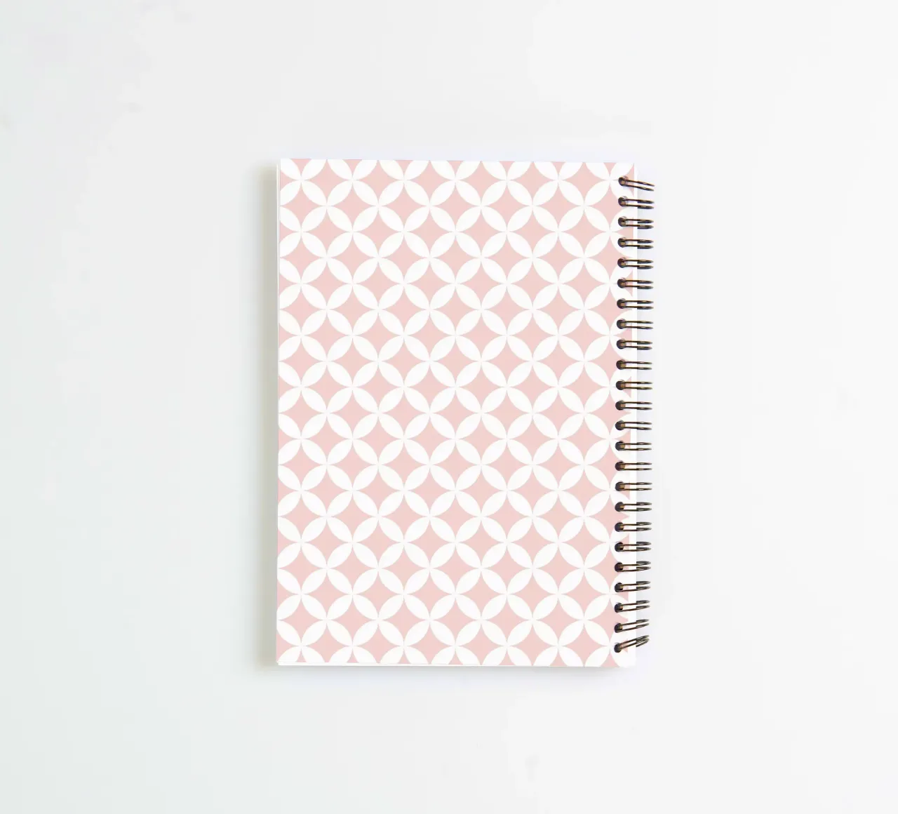 Minimal Geometric Flower Pattern 2 | White on Dusty Blush spiral notebook by Beauty in Simplicity