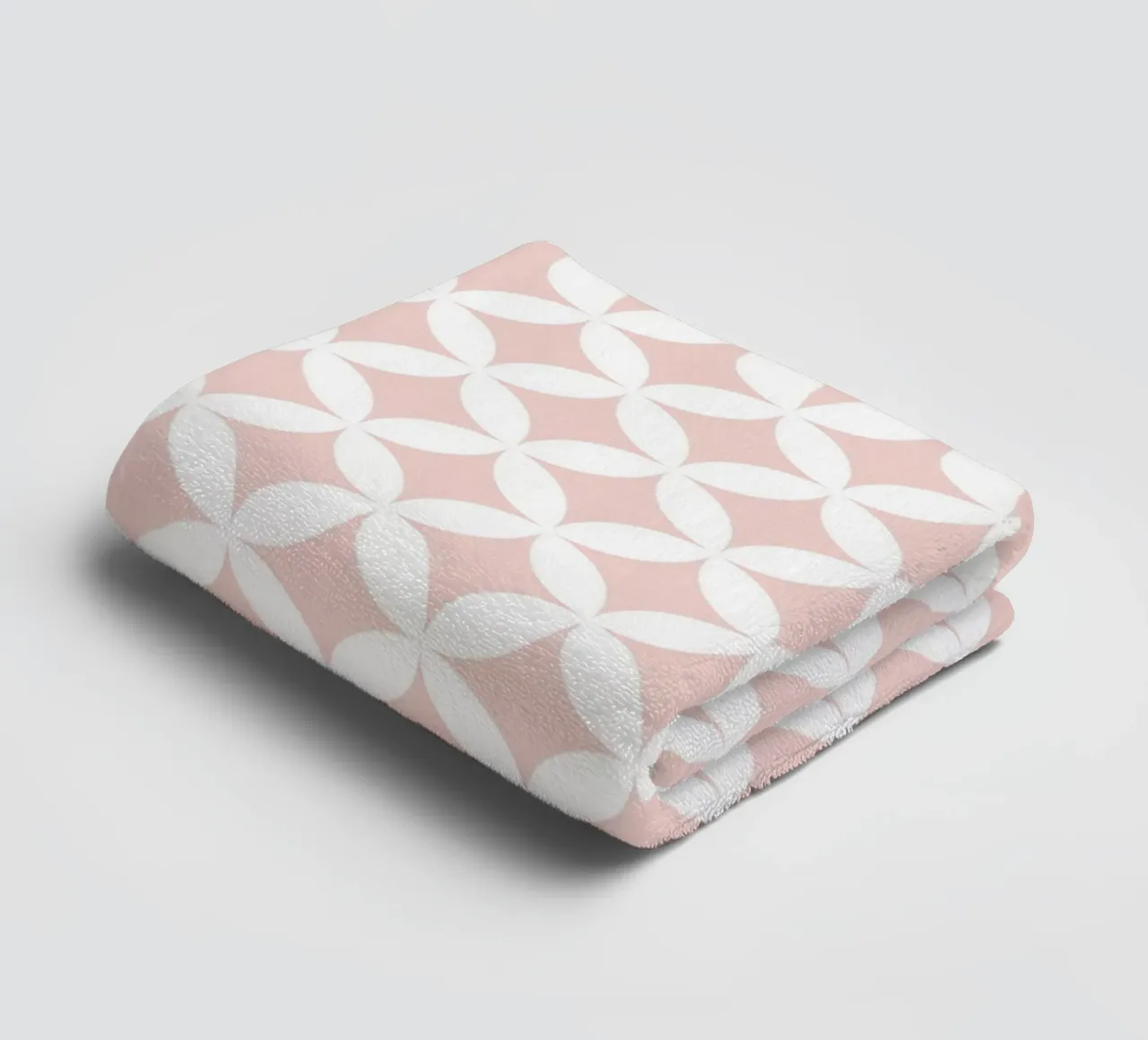 Minimal Geometric Flower Pattern 2 | White on Dusty Blush towel by Beauty in Simplicity