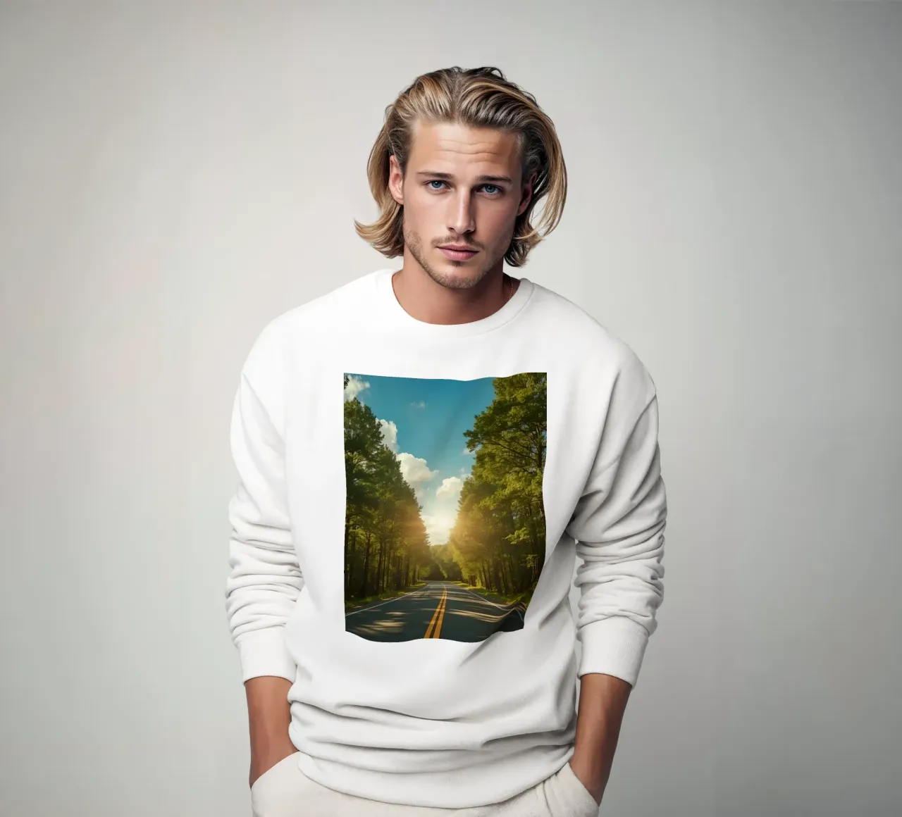 Strada forestale calma con sole splendente felpa da DesignDoodle