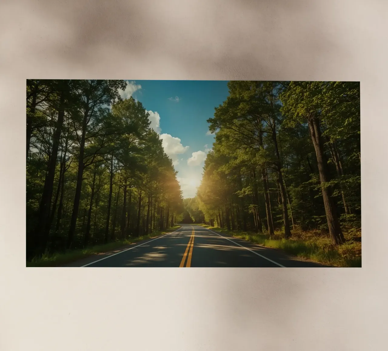 Strada forestale calma con sole splendente pellicola backlit da DesignDoodle