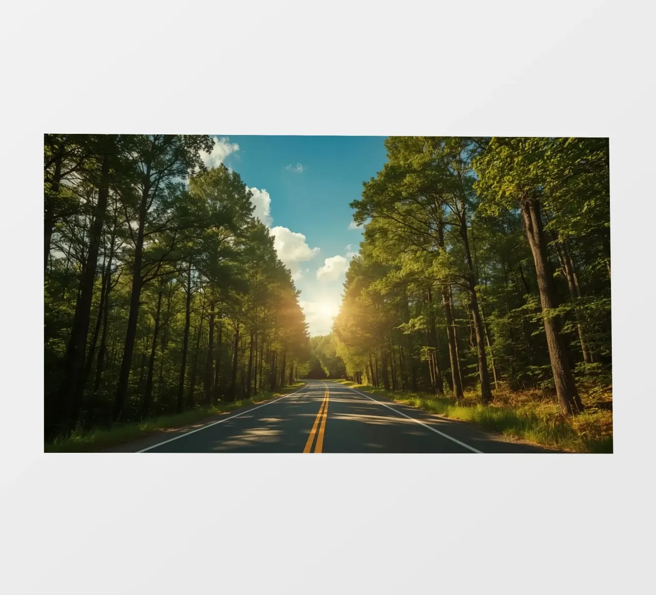 Strada forestale calma con sole splendente pellicola backlit da DesignDoodle