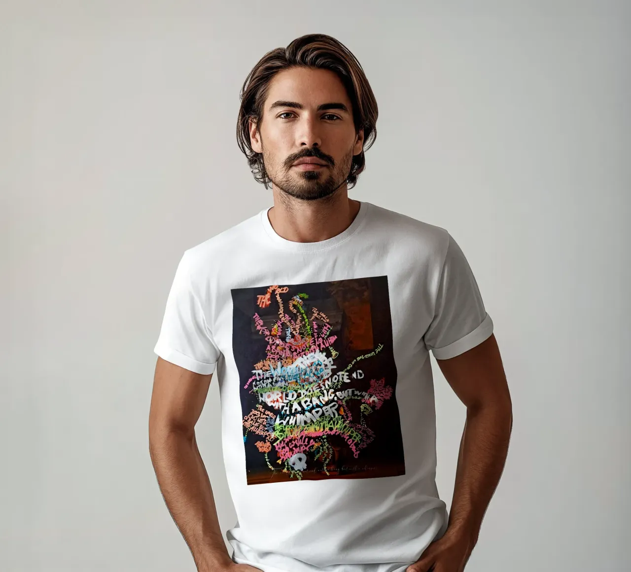 The world does not end with a bang, but with a whimper t-shirt by Trash is dada Official