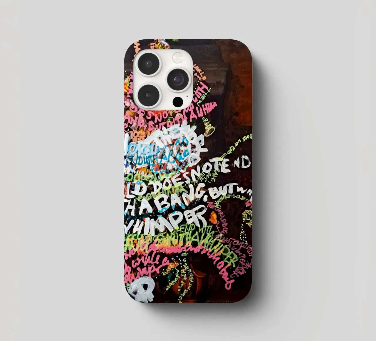The world does not end with a bang, but with a whimper iphone case by Trash is dada Official