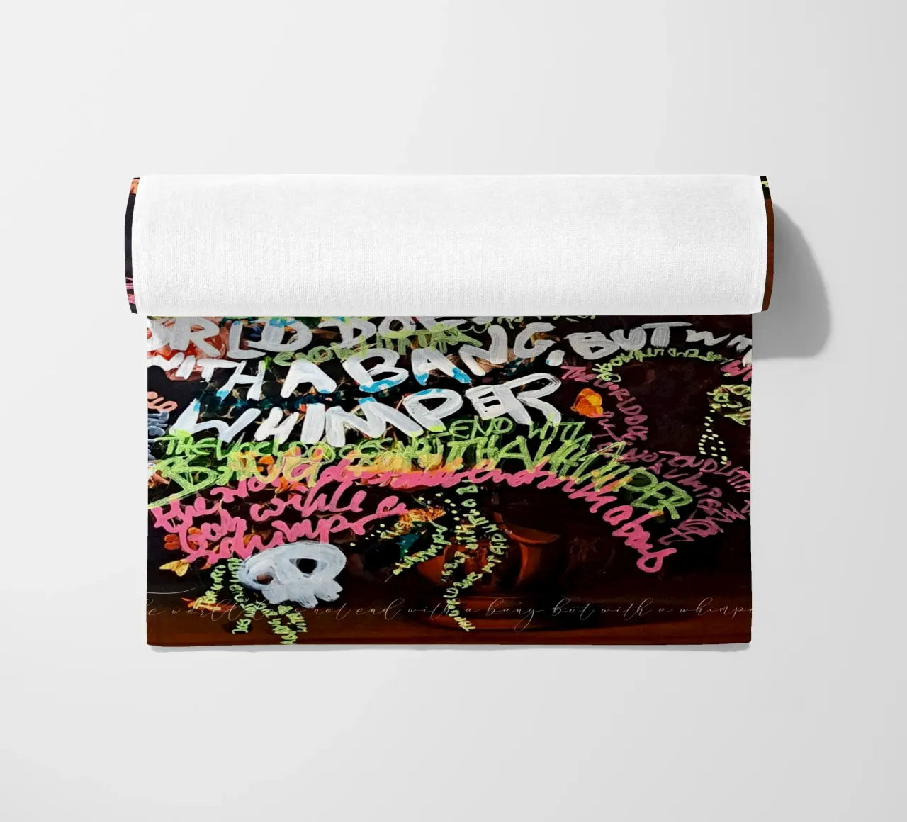 The world does not end with a bang, but with a whimper beach towel by Trash is dada Official