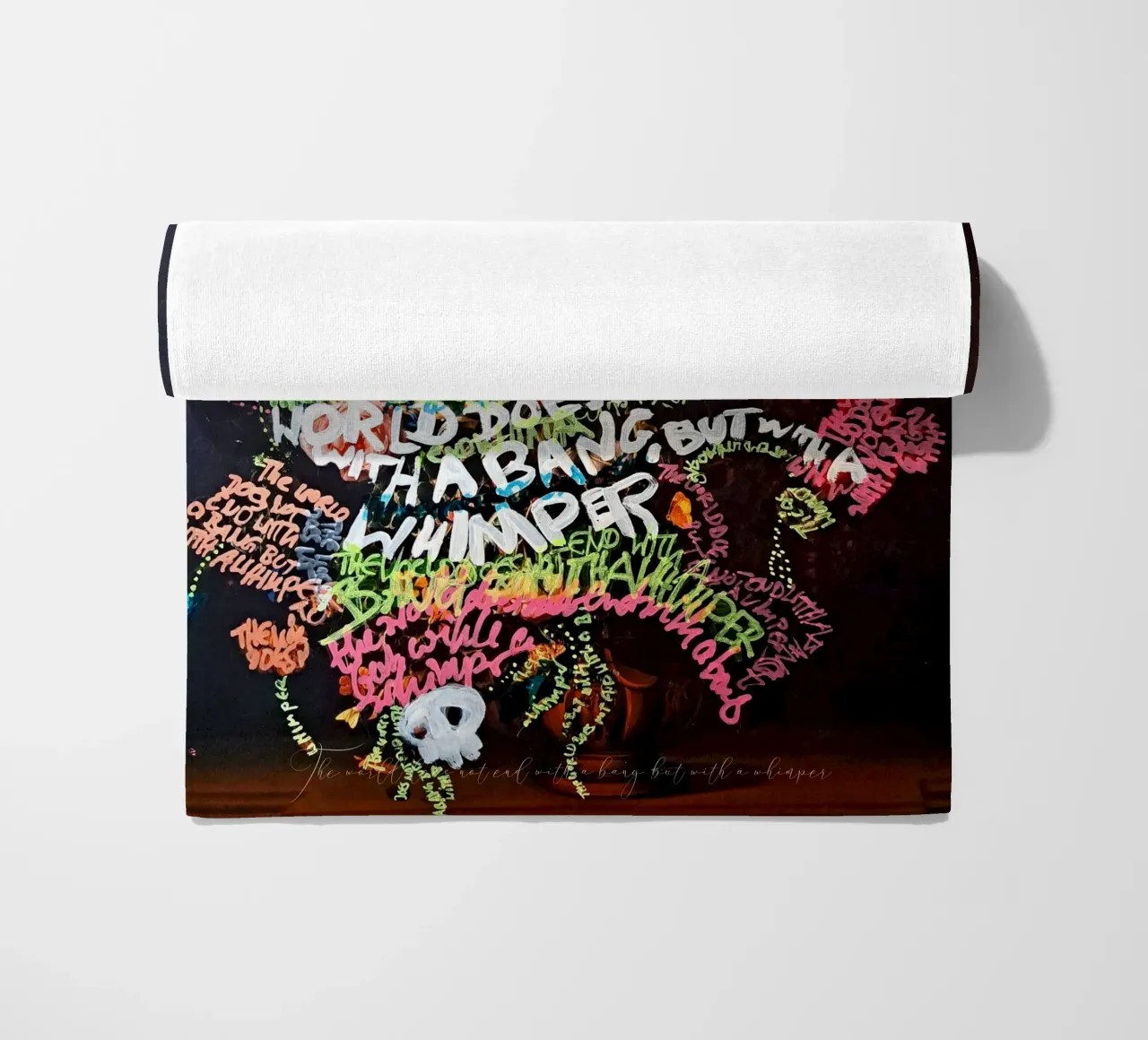 The world does not end with a bang, but with a whimper beach towel by Trash is dada Official