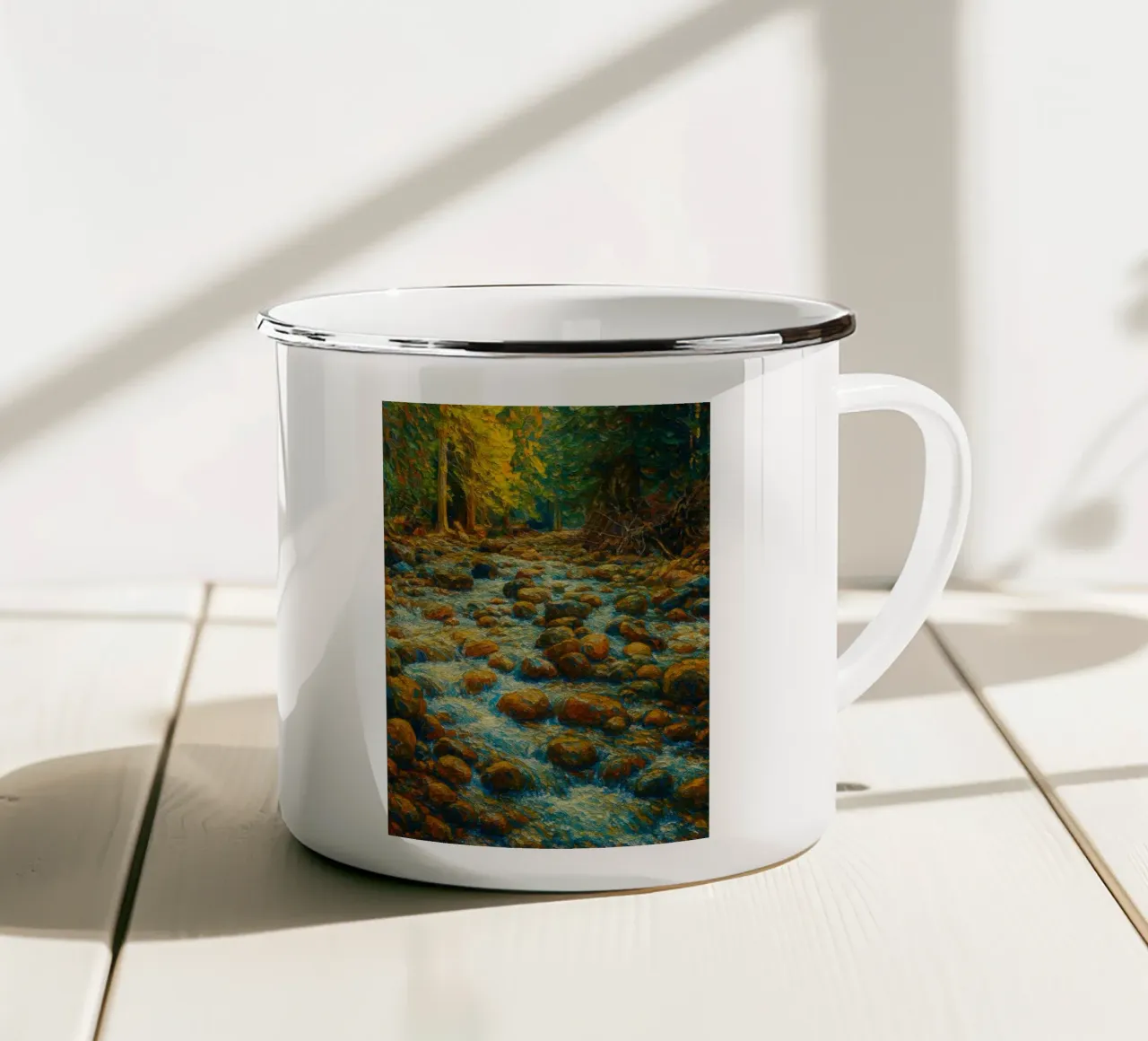 rocce sul letto di un fiume asciutto pittura naturalistica tazza in smalto da giantshop