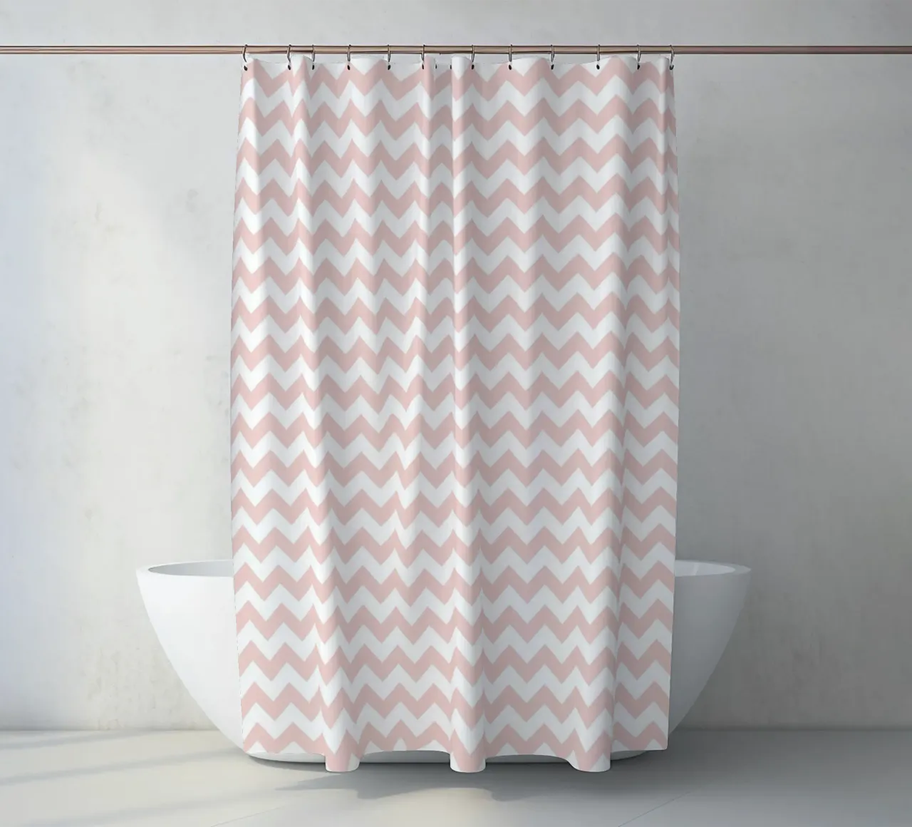 Minimal Basic Simple Chevron Pattern | Dusty Pink and White (Rosa e Bianco) tenda da doccia da Beauty in Simplicity