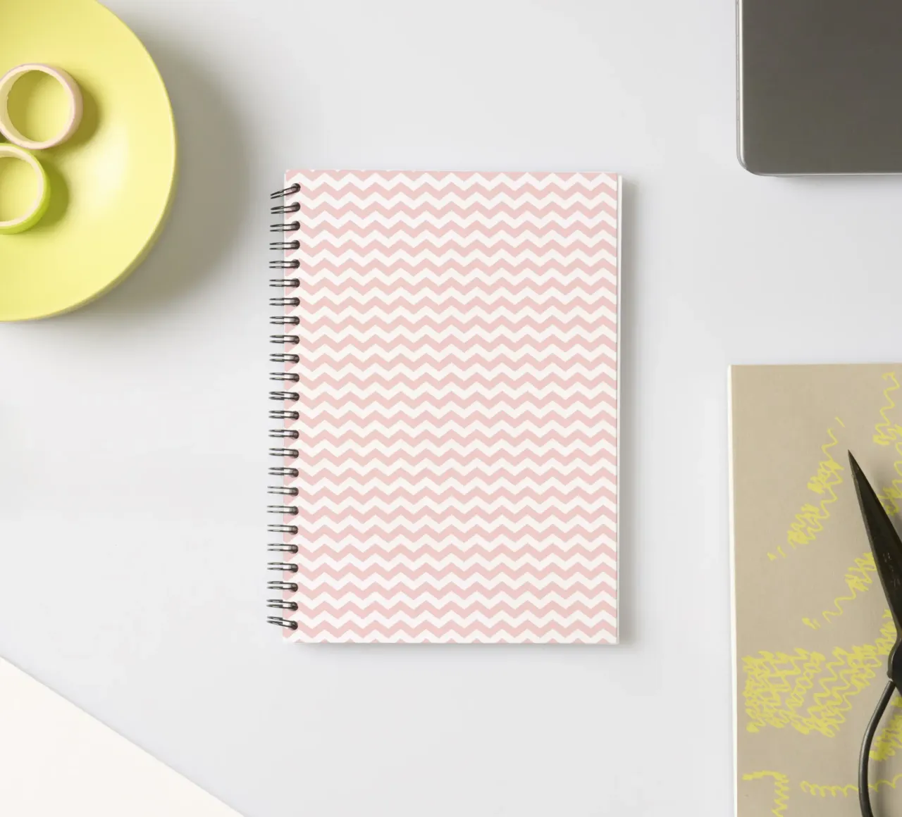 Minimal Basic Simple Chevron Pattern | Dusty Pink and White spiral notebook by Beauty in Simplicity