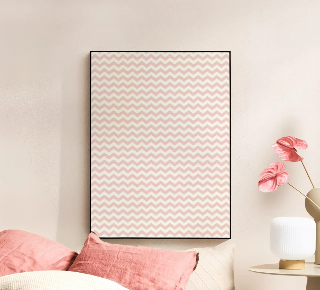 Minimalistisches einfaches Chevron-Muster | Staubiges Rosa und Weiß Acryl-Glas von Beauty in Simplicity
