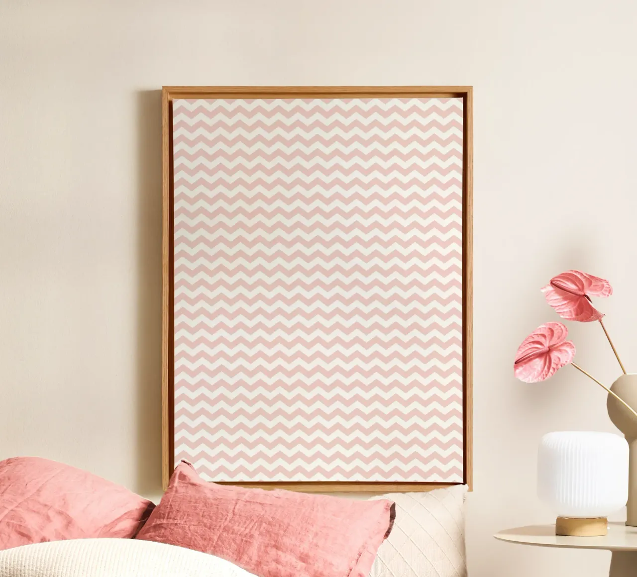 Minimal Basic Simple Chevron Pattern | Dusty Pink and White (Rosa e Bianco) tela da Beauty in Simplicity