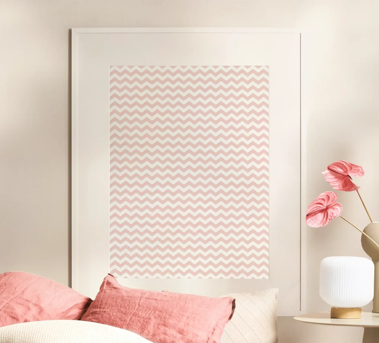 Minimal Basic Simple Chevron Pattern | Dusty Pink and White (Rosa e Bianco) poster da Beauty in Simplicity
