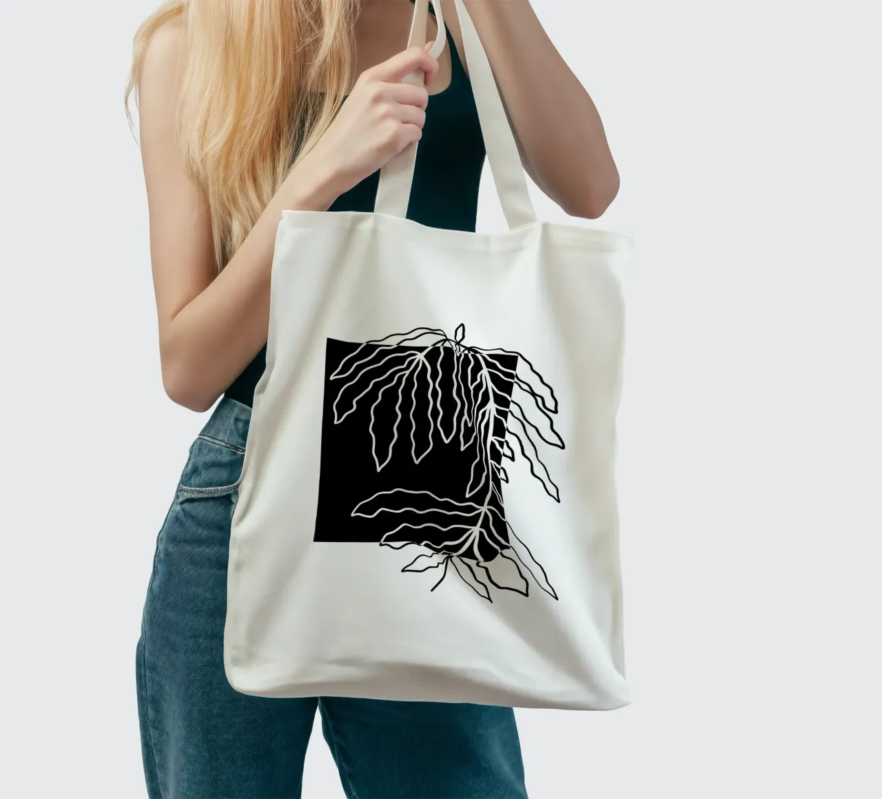 Black block branch borsa in juta da TijanaArtStudio88