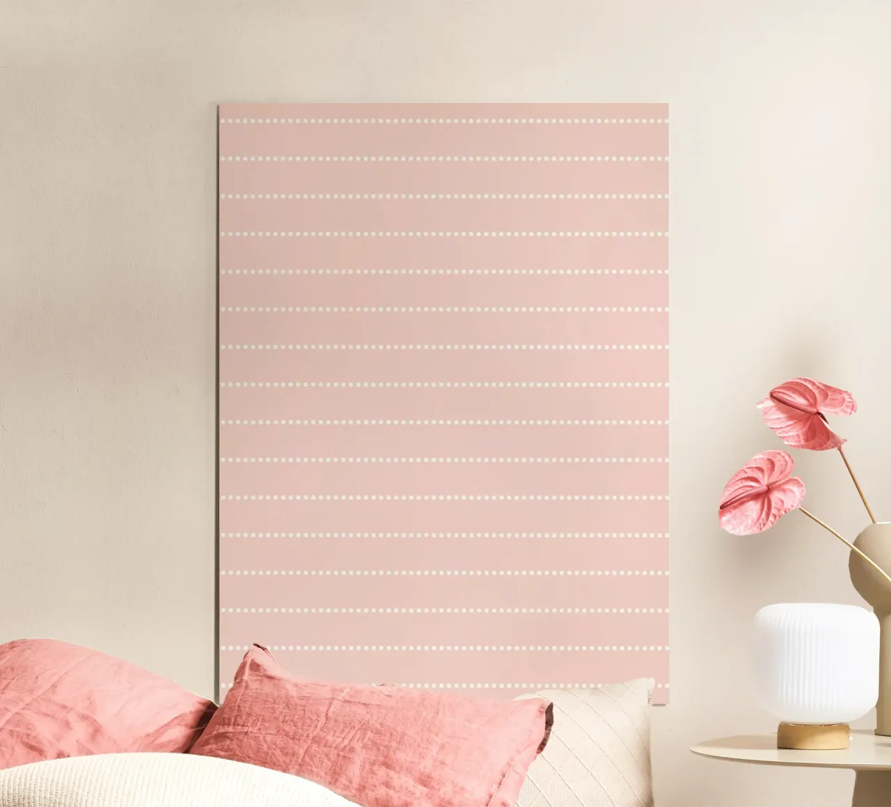 Minimal Scandi a strisce punteggiate | Bianco su rosa cipria carta hahnemühle da Beauty in Simplicity