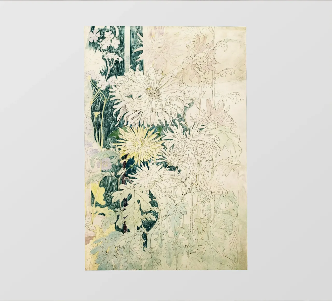 painted and scribble flowers telo in pvc da vintageshop