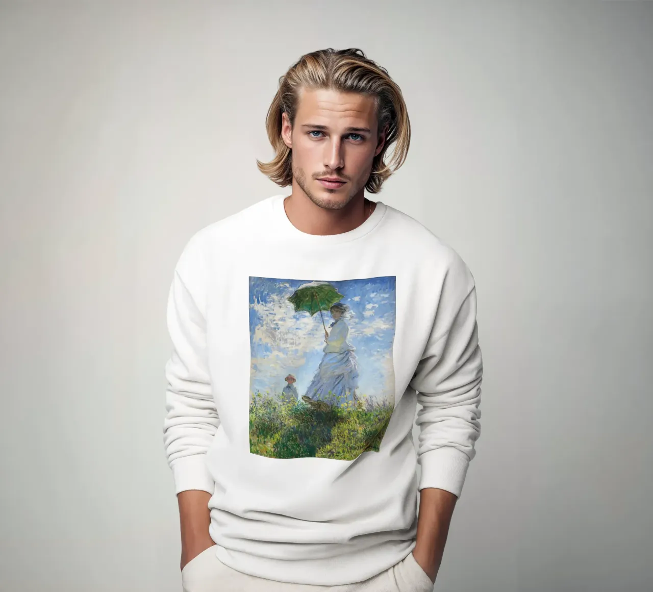 Donna con ombrellino felpa da Classic Art Prints