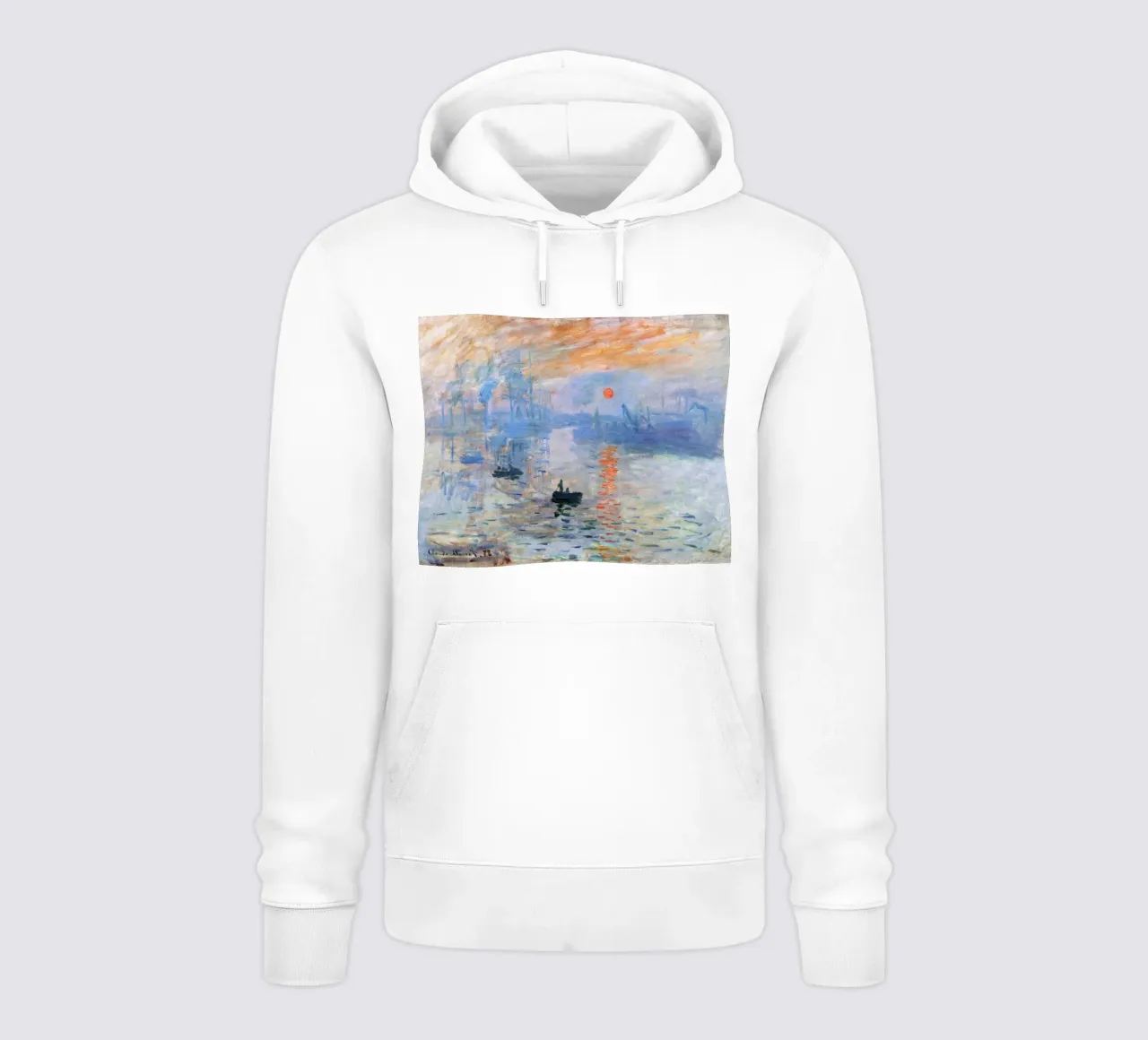 Impressione di Claude Monet, Alba (1872) felpa con cappuccio da Chérie Prints