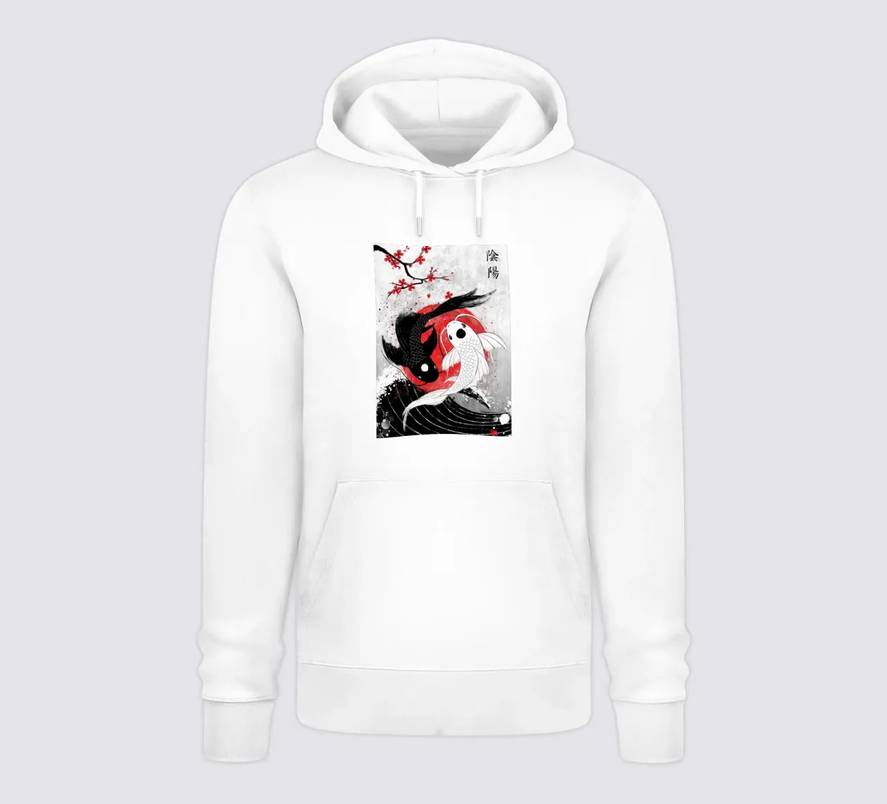 Pesce Koi Yin Yang RubyArt felpa con cappuccio da mesa