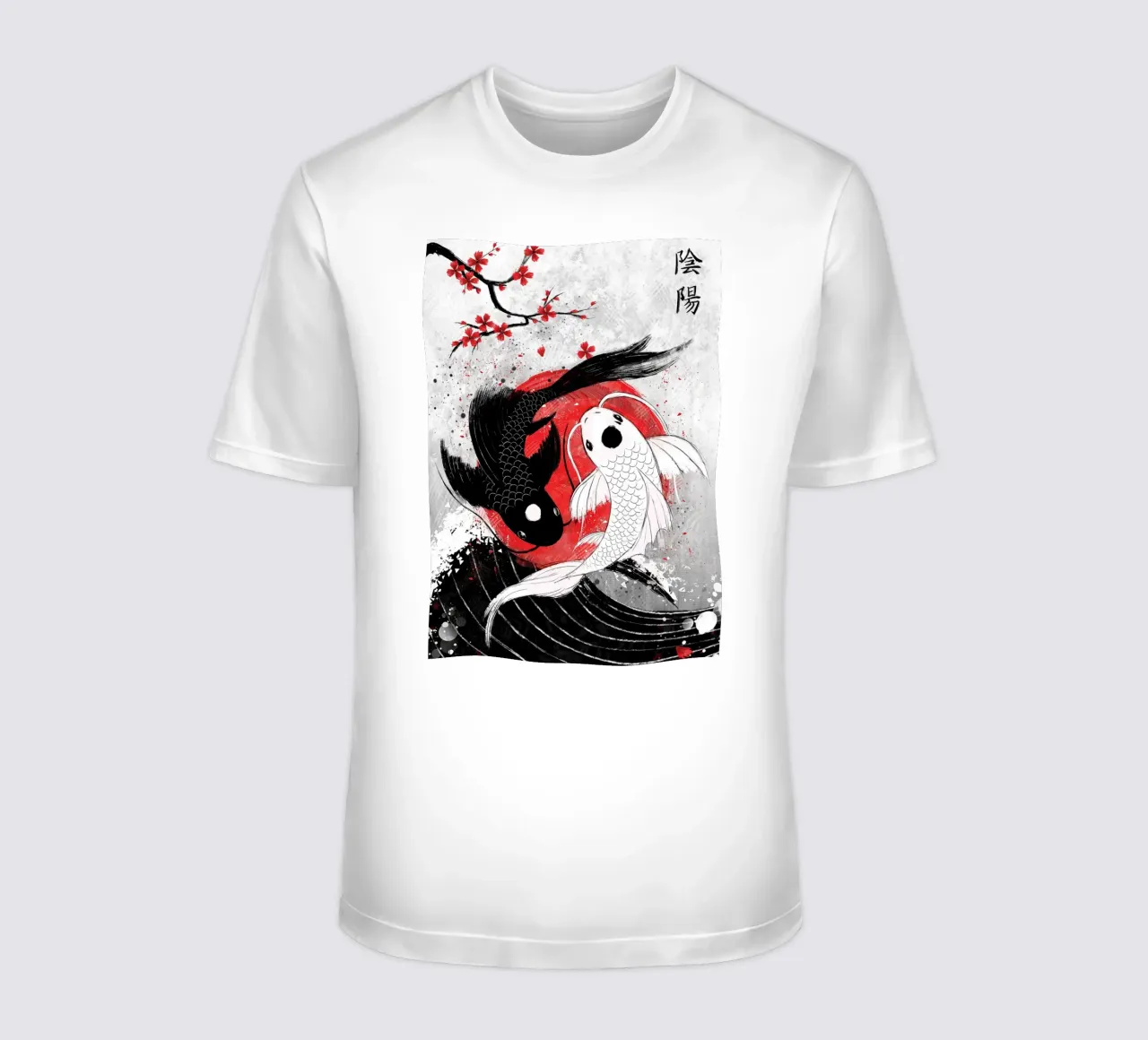 Pesce Koi Yin Yang RubyArt t-shirt da mesa