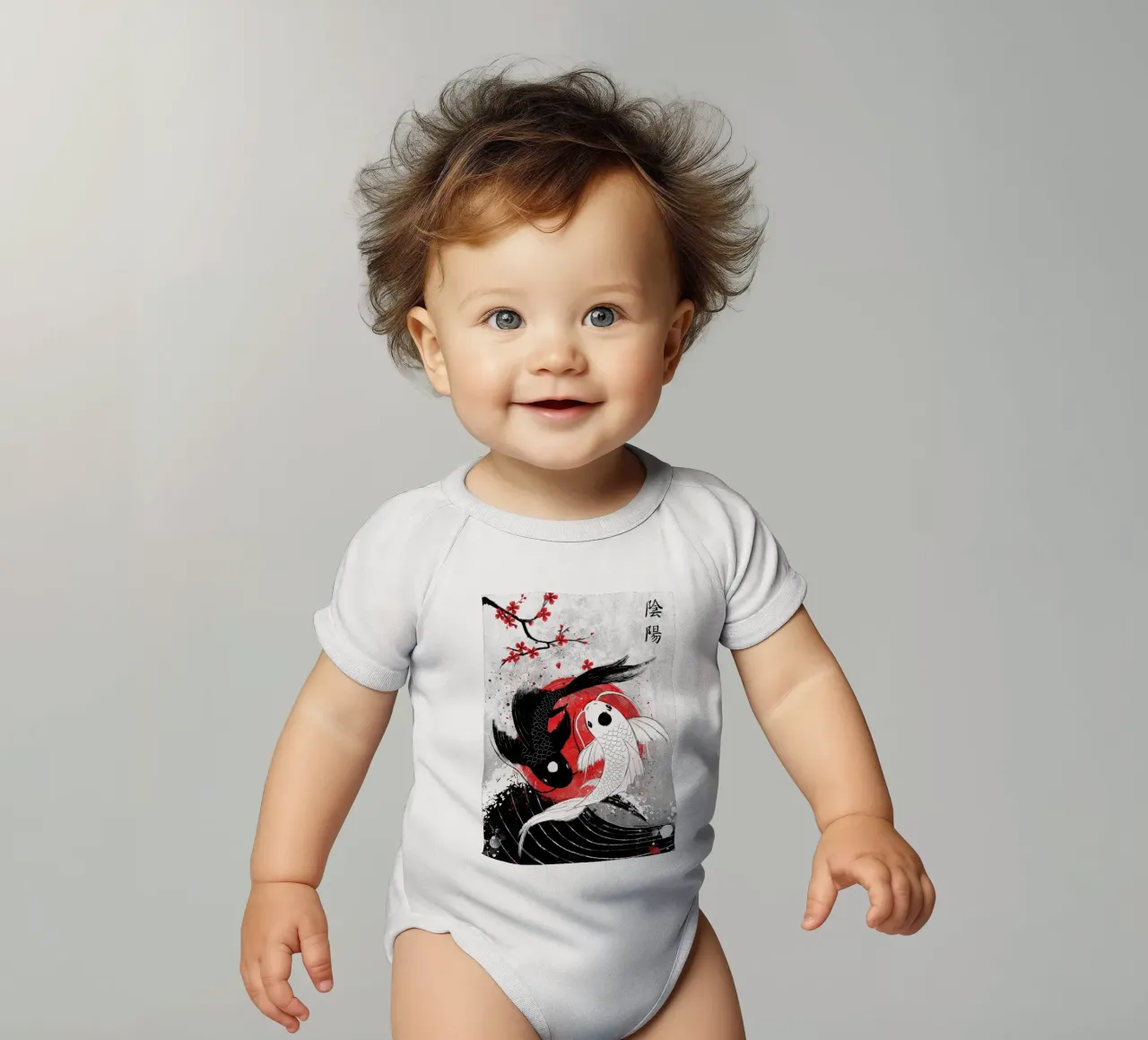 Pesce Koi Yin Yang RubyArt body neonato maniche corte da mesa