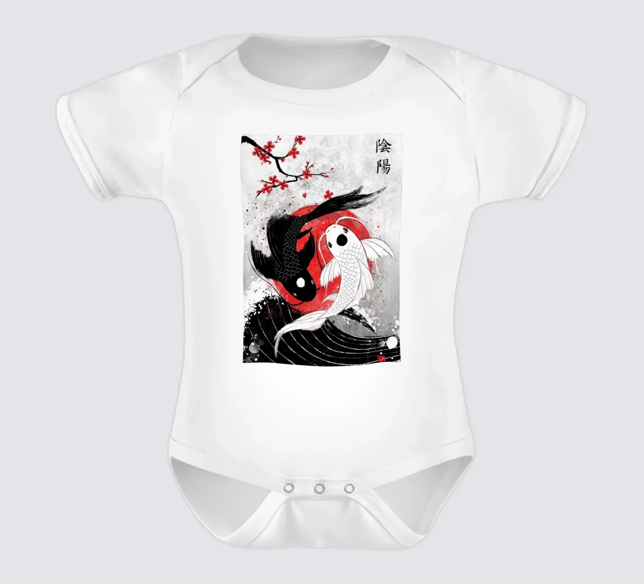 Pesce Koi Yin Yang RubyArt body neonato maniche corte da mesa