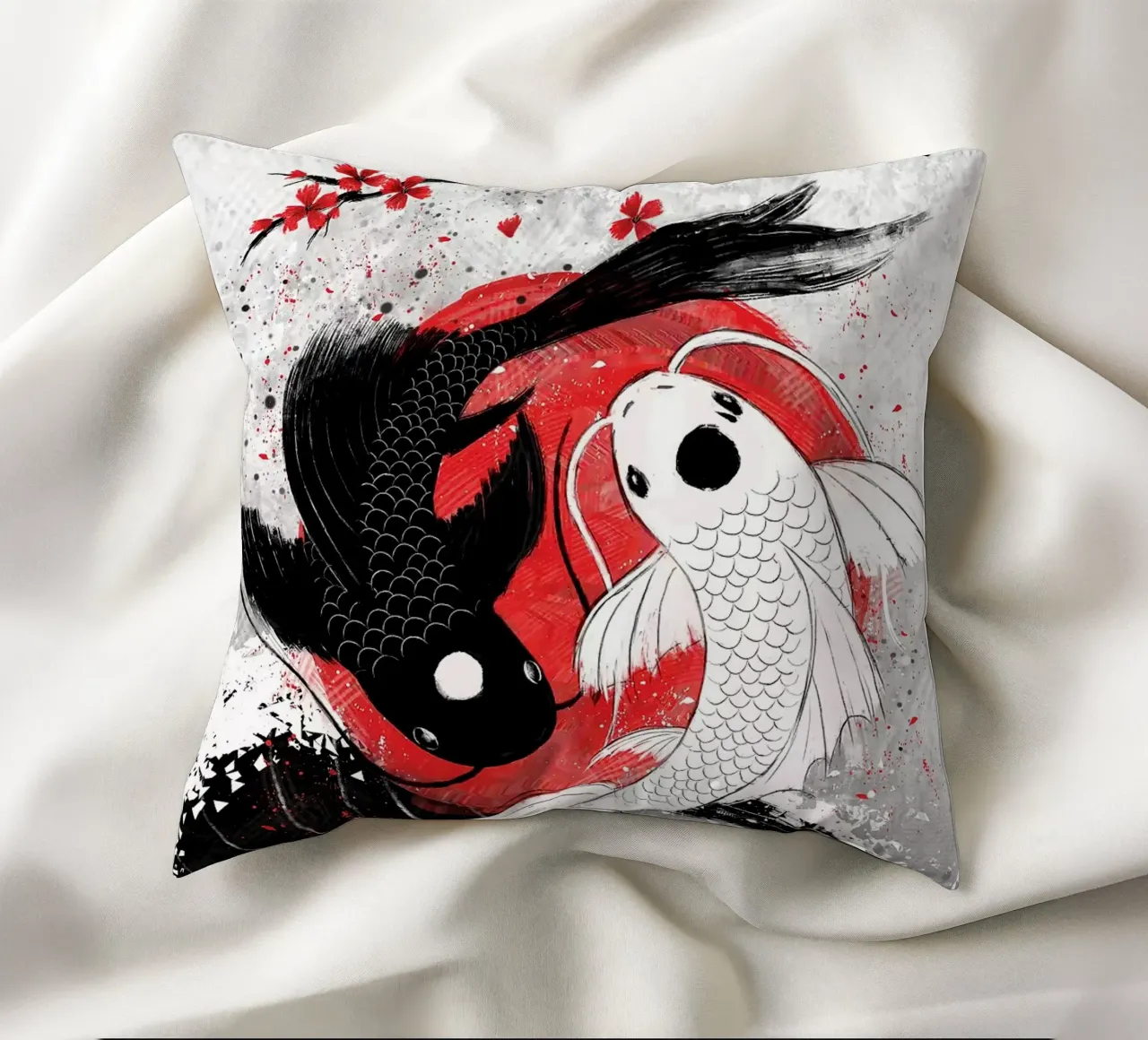 Pesce Koi Yin Yang RubyArt cuscino da mesa