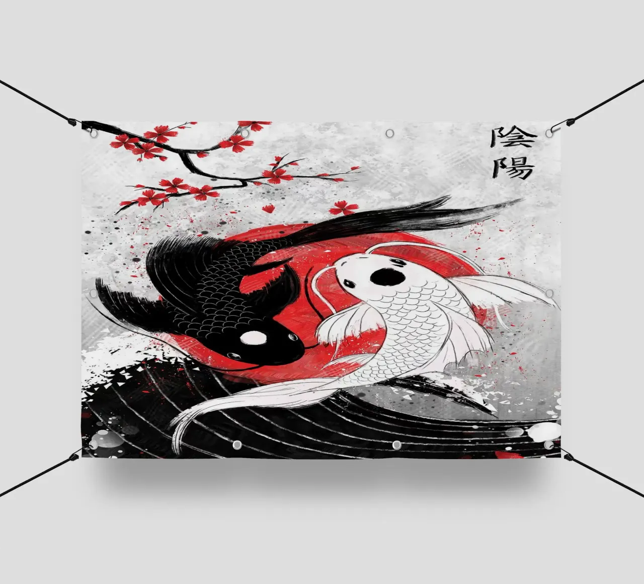 Pesce Koi Yin Yang RubyArt telo in pvc da mesa