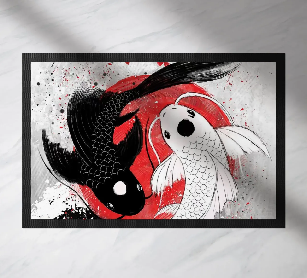 Pesce Koi Yin Yang RubyArt zerbino da mesa