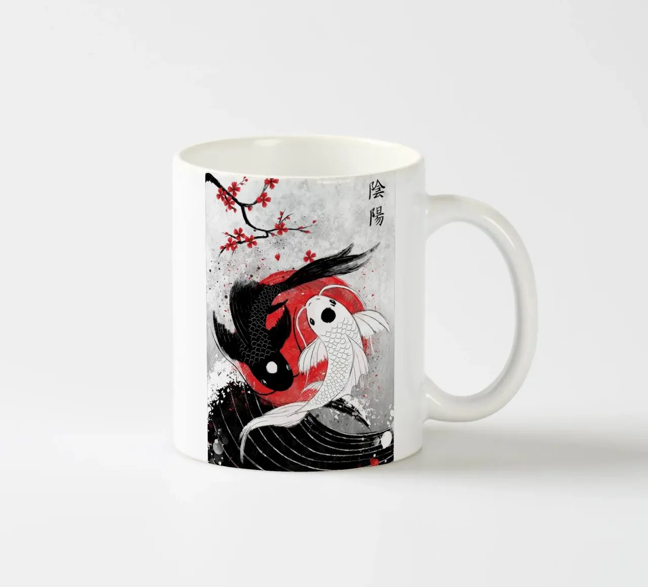 Pesce Koi Yin Yang RubyArt tazza in ceramica da mesa