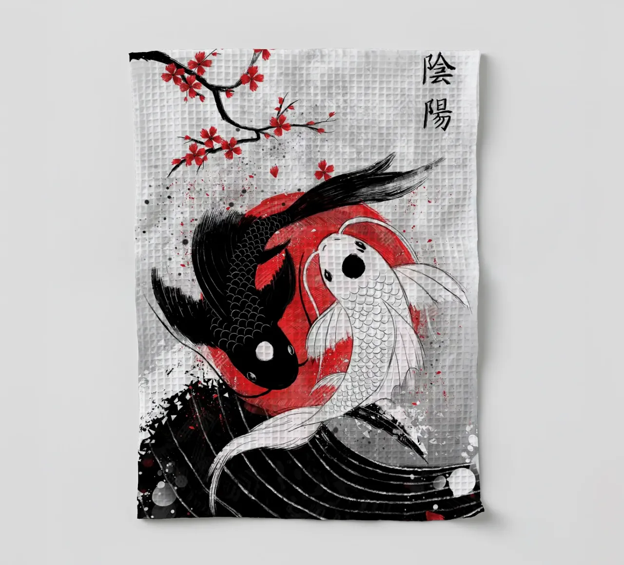 Pesce Koi Yin Yang RubyArt canovaccio da cucina da mesa