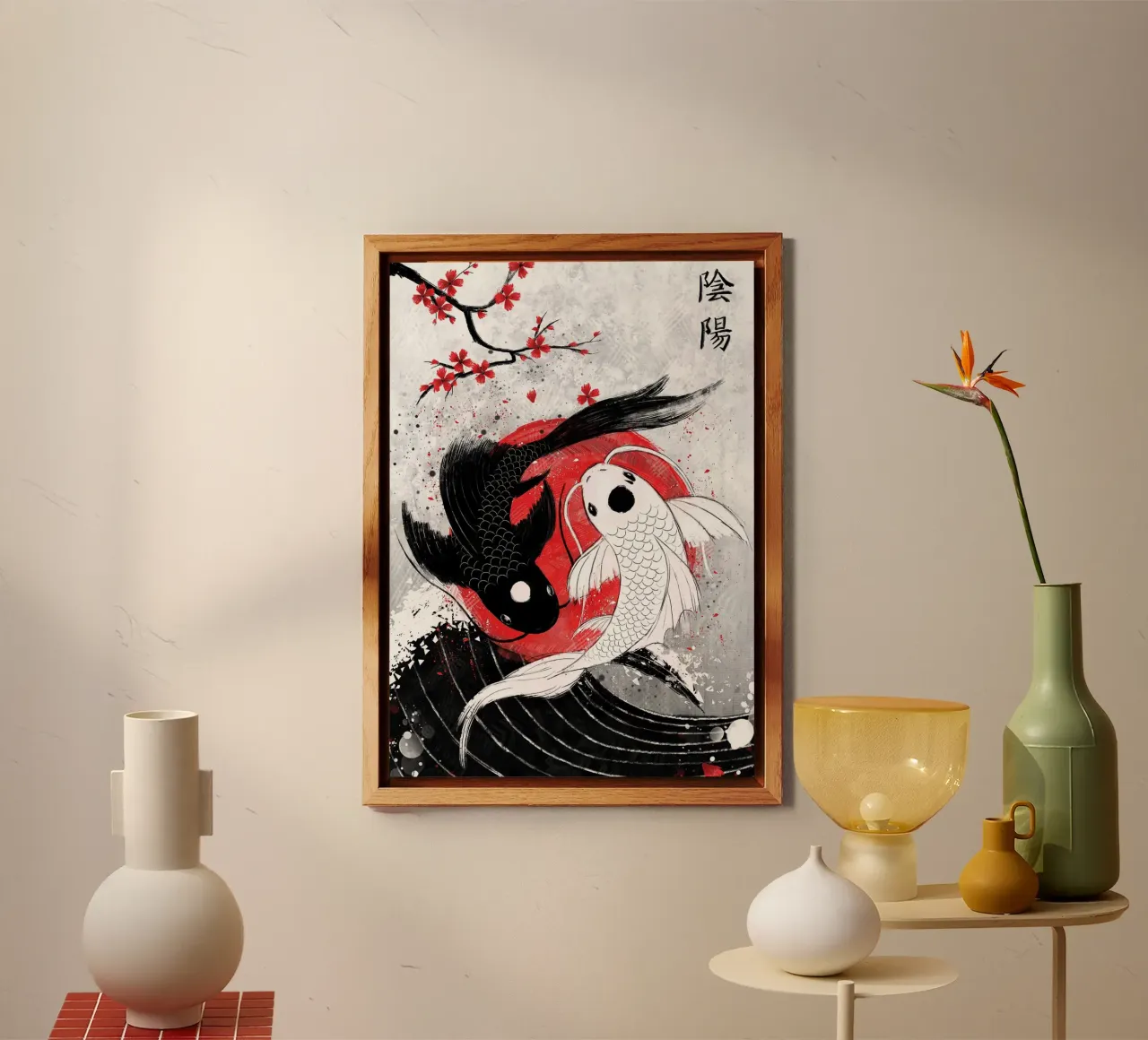 Pesce Koi Yin Yang RubyArt alluminio dibond da mesa