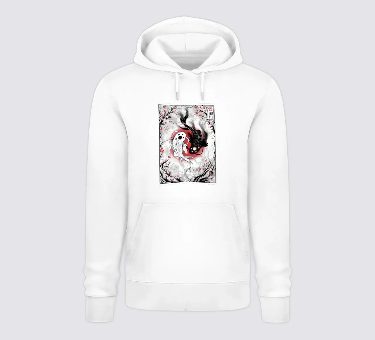 Pesce koi Yin yang felpa con cappuccio da mesa